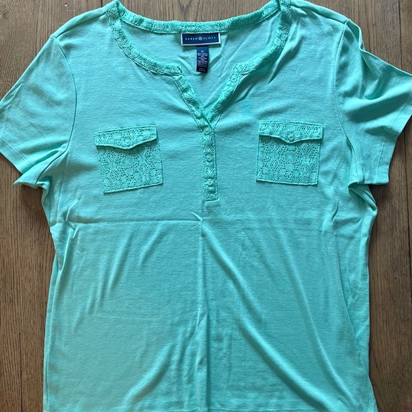 Mint Green T-shirt w/ Double Pockets - Picture 2 of 4